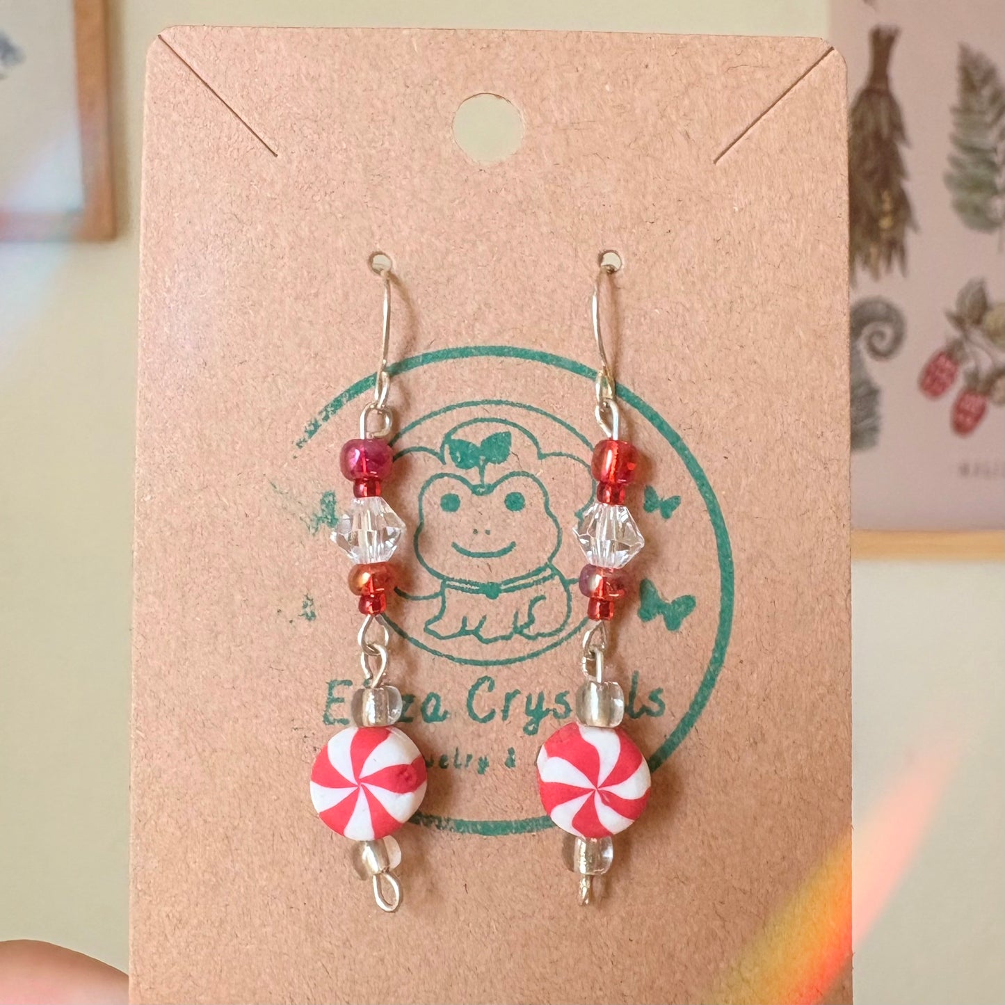 Cute Peppermint holiday Dangle Earrings
