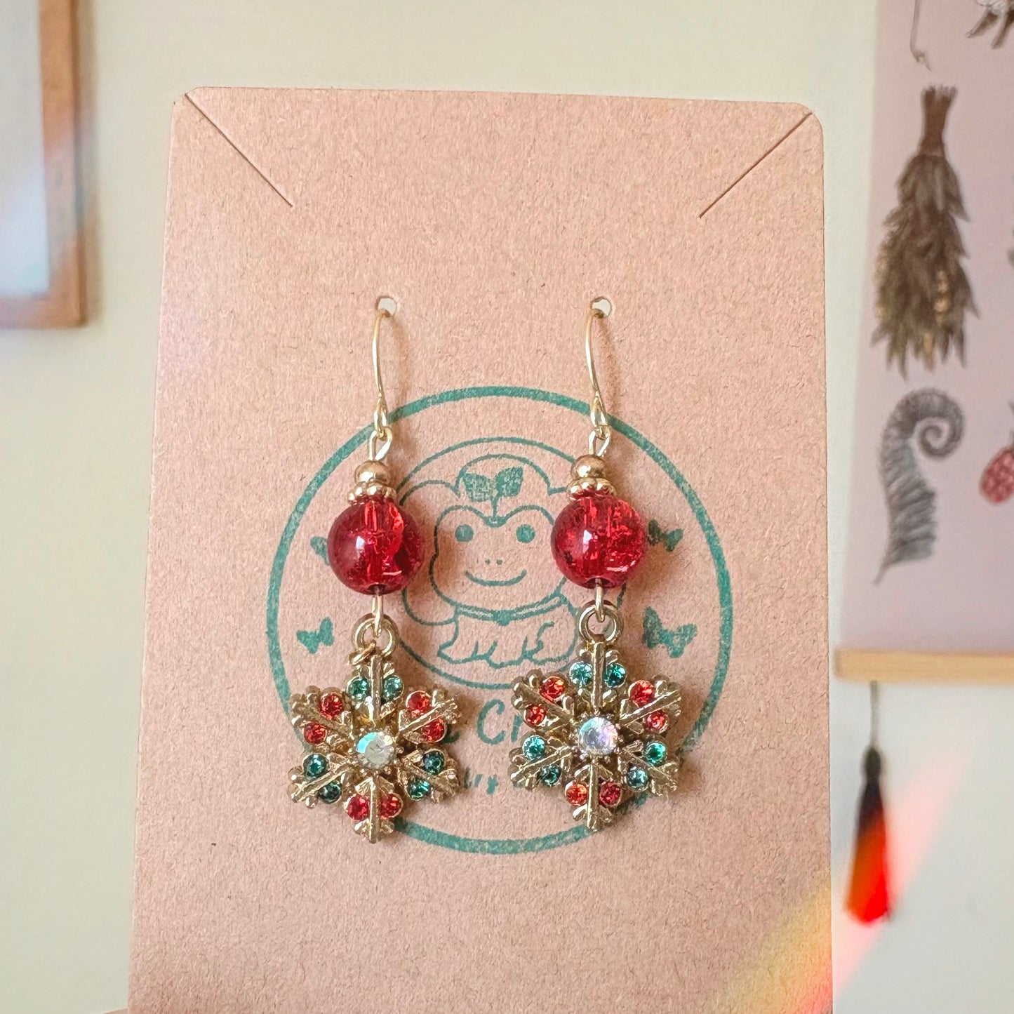 Snowflake Rhinstone Dangle Earrings