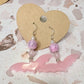 Pink bat dangle earrings