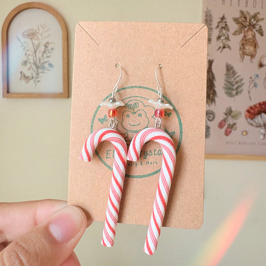 Candy Cane Holiday Dangle Earrings