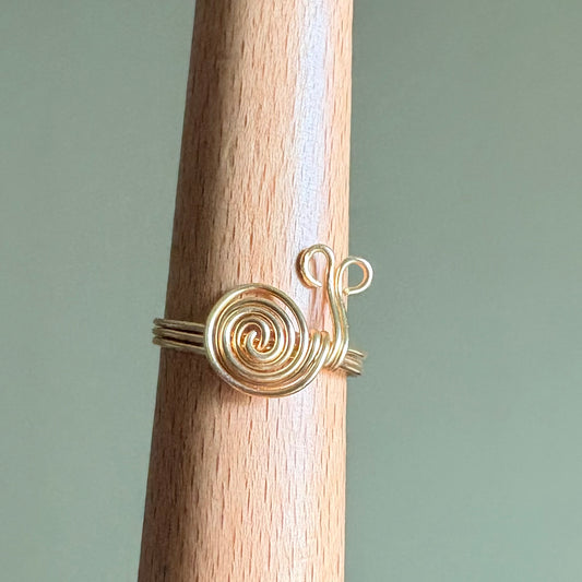 "Enchanted Snail" Spiral Wire wrapped Ring - Gold