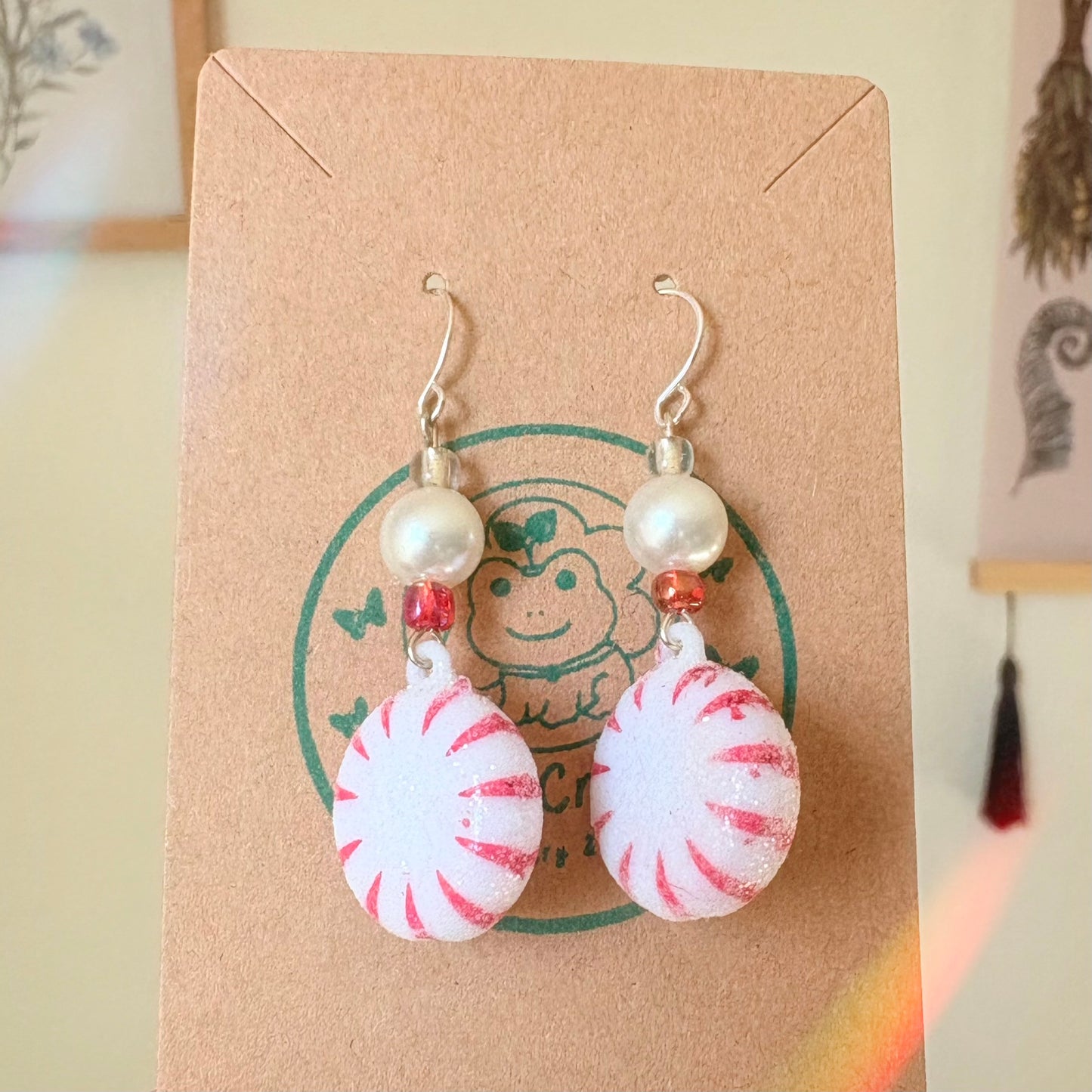 Peppermint Pearl Dangle Earrings