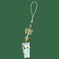 Fuzzy cat phonecharm ~ yellow marble