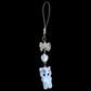 Fuzzy cat phonecharm ~white & grey marble