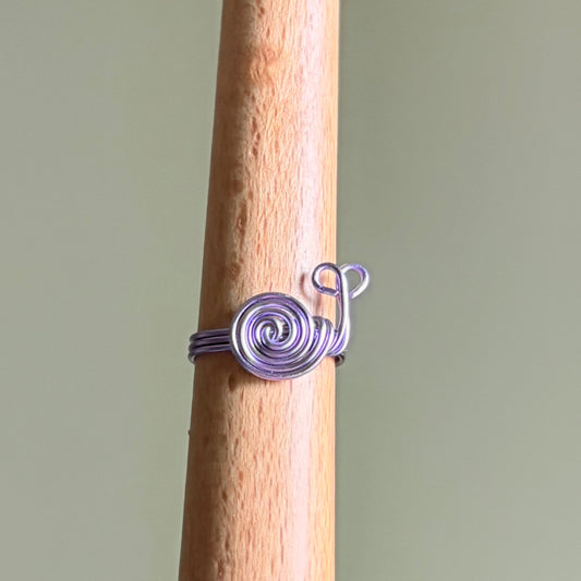 "Enchanted Snail" Spiral Wire wrapped Ring - Purple Lilac