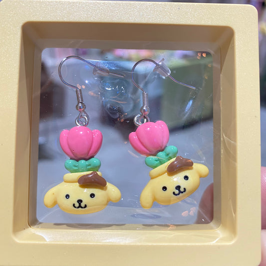 Pom Pom Purin Tulip Earrings