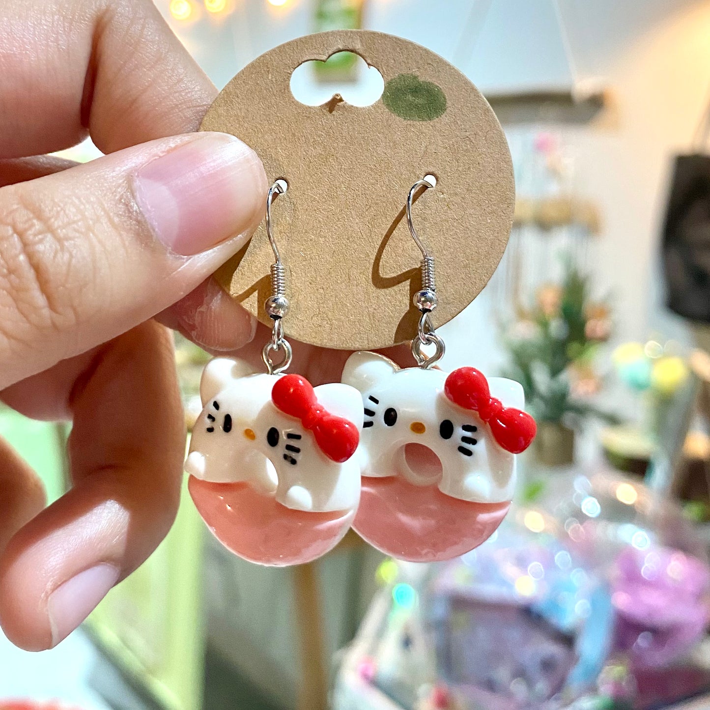 HK Kawaii Kitty  Donut Earrings