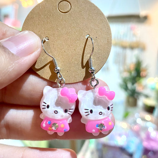 HK Kawaii  Kitty fuschia dress Earrings