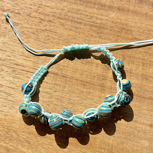 Blue Marble Adjustable String Bracelet