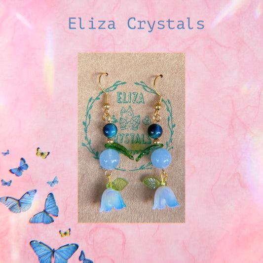 Aquamarine Blue Flower Crystal Earrings