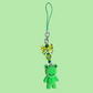 Cute fuzzy frog bow beaded phonecharm