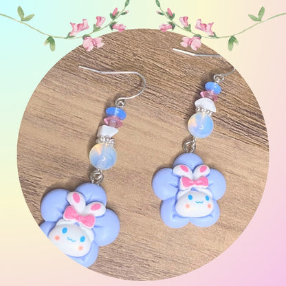 Large Flower Hello Kitty Keroppi, Kuromi, My Melody, Pom Pom Purin, Cinnamoroll Earrings