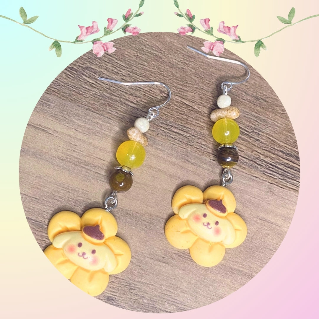 Large Flower Hello Kitty Keroppi, Kuromi, My Melody, Pom Pom Purin, Cinnamoroll Earrings