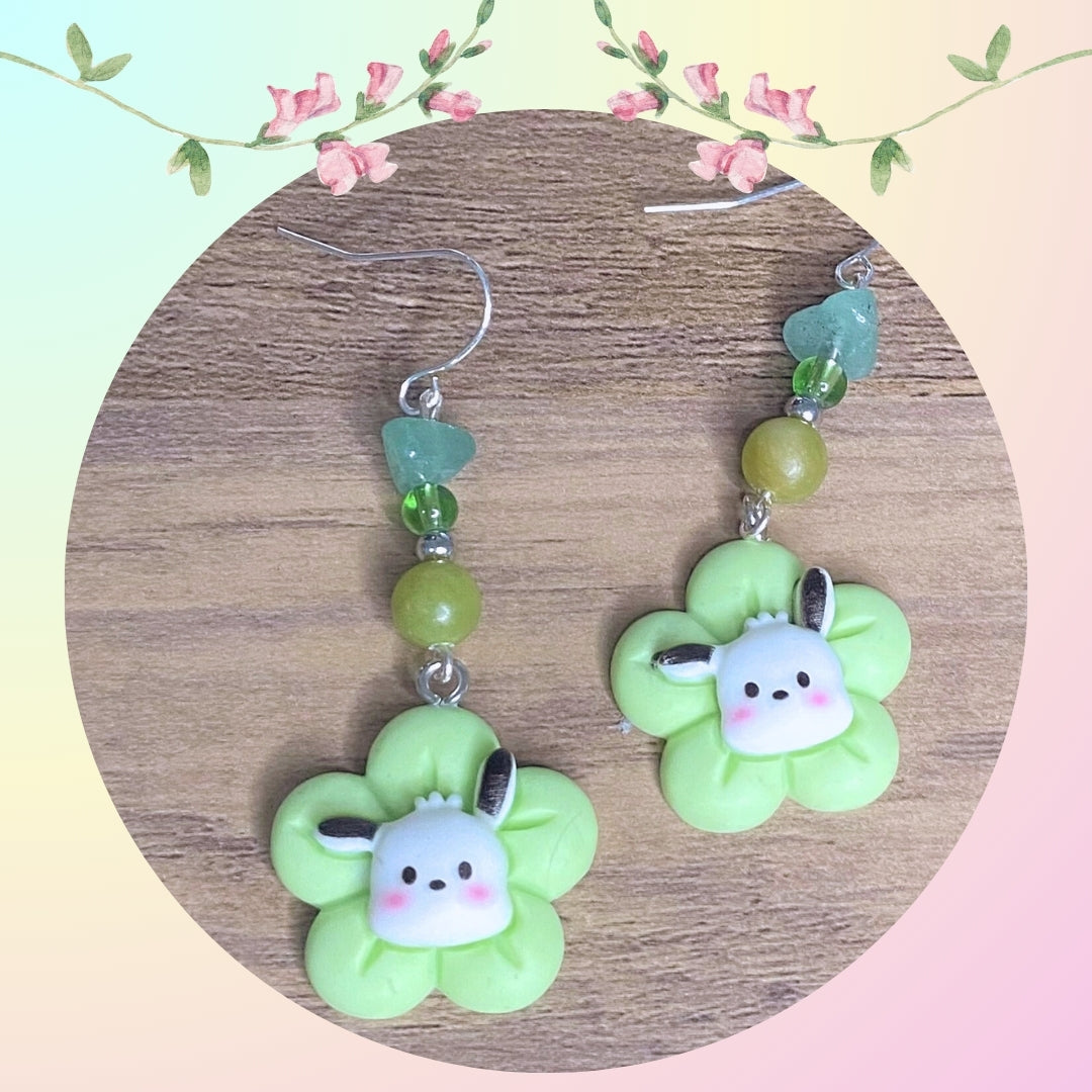 Large Flower Hello Kitty Keroppi, Kuromi, My Melody, Pom Pom Purin, Cinnamoroll Earrings