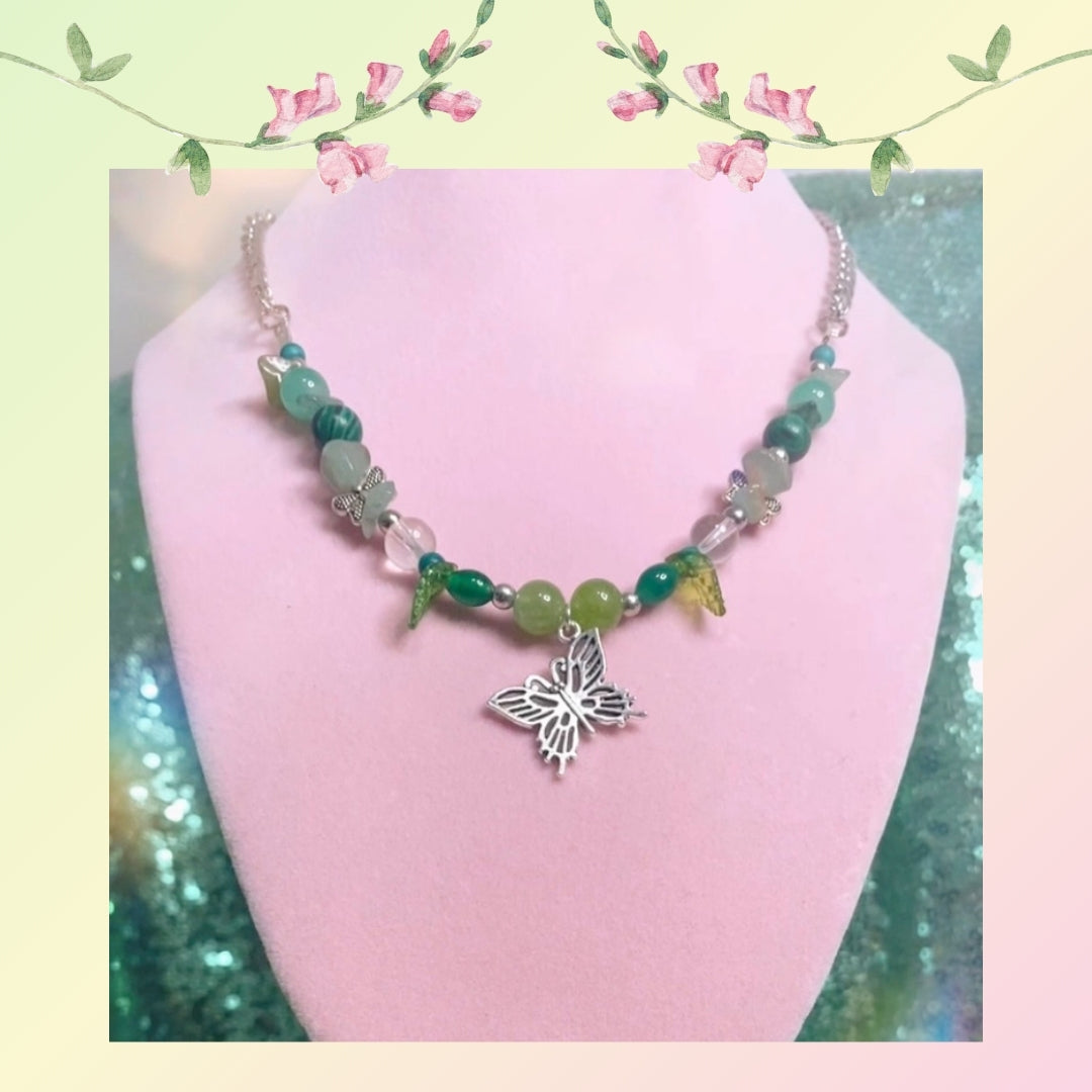 Asian Jade Green Crystal Necklace