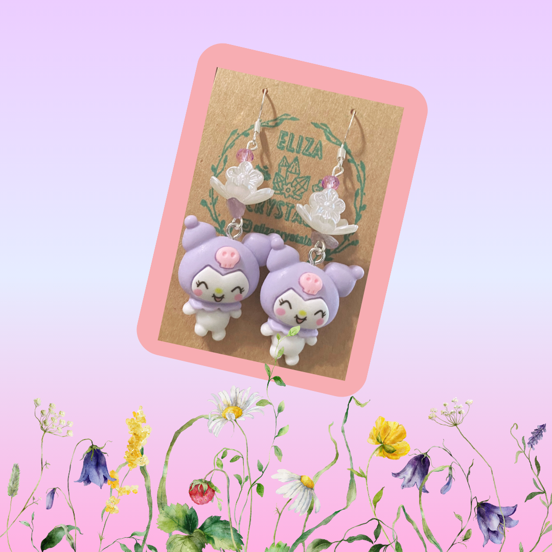 Purple Kuromi Cute Earrings