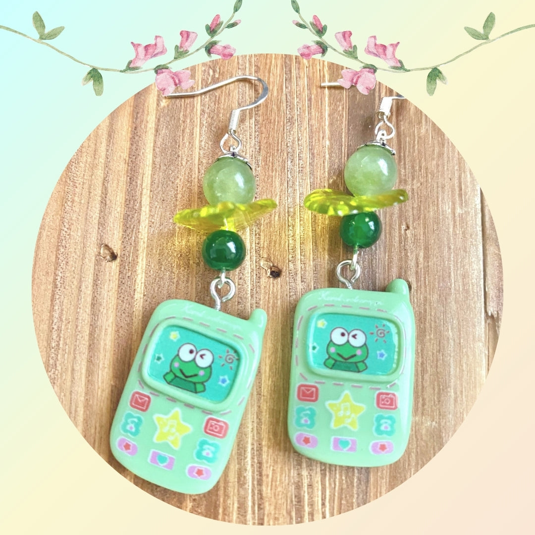 Large Cell Phone Hello Kitty Keroppi, Kuromi, My Melody, Cinnamoroll Earrings