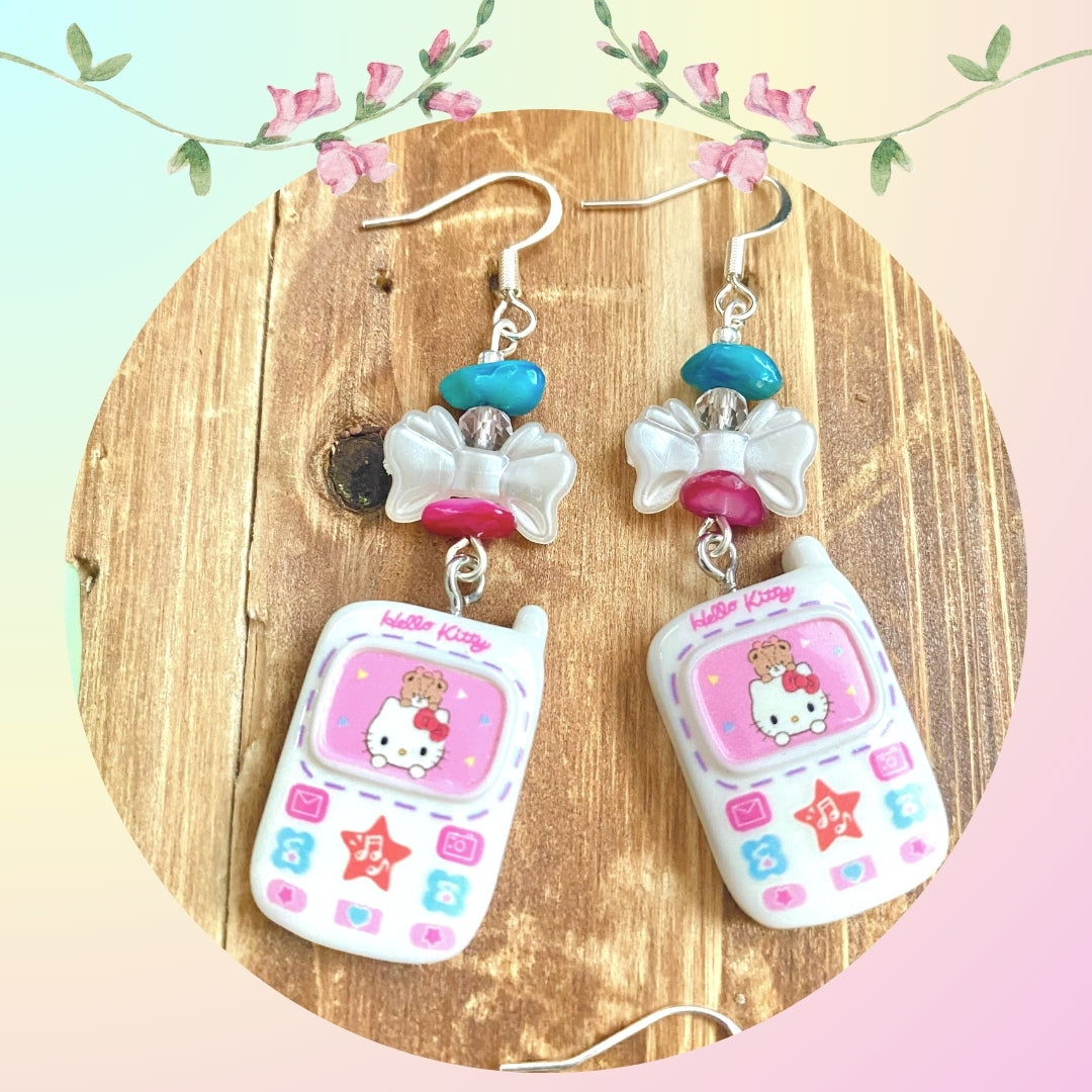 Large Cell Phone Hello Kitty Keroppi, Kuromi, My Melody, Cinnamoroll Earrings