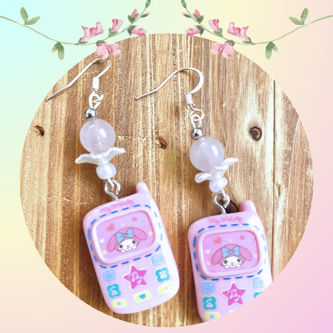 Large Cell Phone Hello Kitty Keroppi, Kuromi, My Melody, Cinnamoroll Earrings