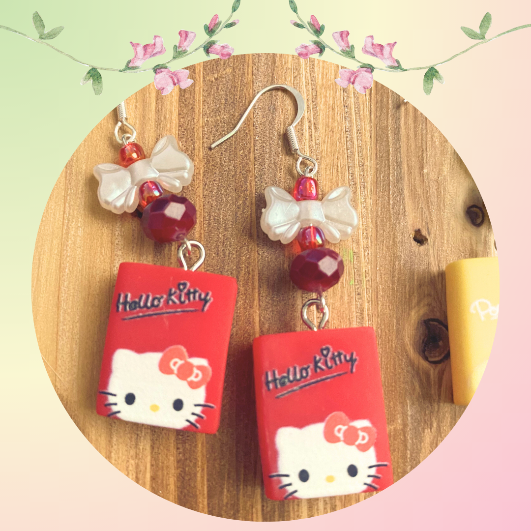 Large Book Hello Kitty Keroppi, Kuromi, My Melody, Pom Pom Purin Earrings